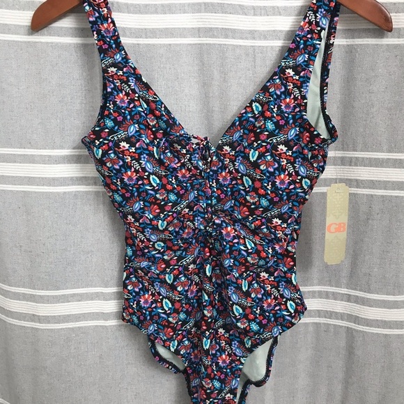 GIANNI BINI / Floral Print One Piece Bathing Suit Size S NWT - Picture 3 of 8
